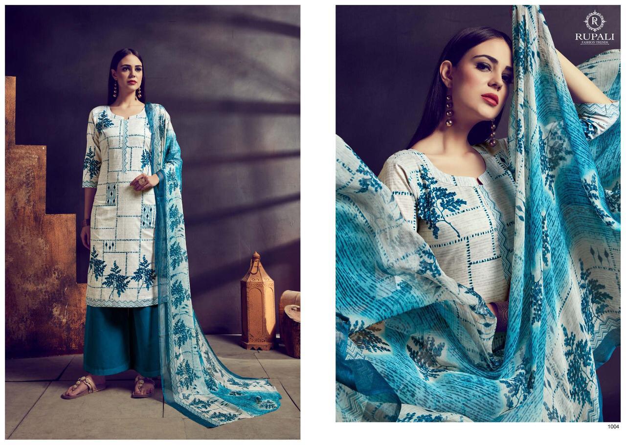 Blues By Rupali Fashion 1001 To 1007 Series Indian Traditional Wear Collection Beautiful Stylish Fancy Colorful Party Wear & Occasional Wear Purest Cotton Print With Sarvoski Work Dresses At Wholesale Price