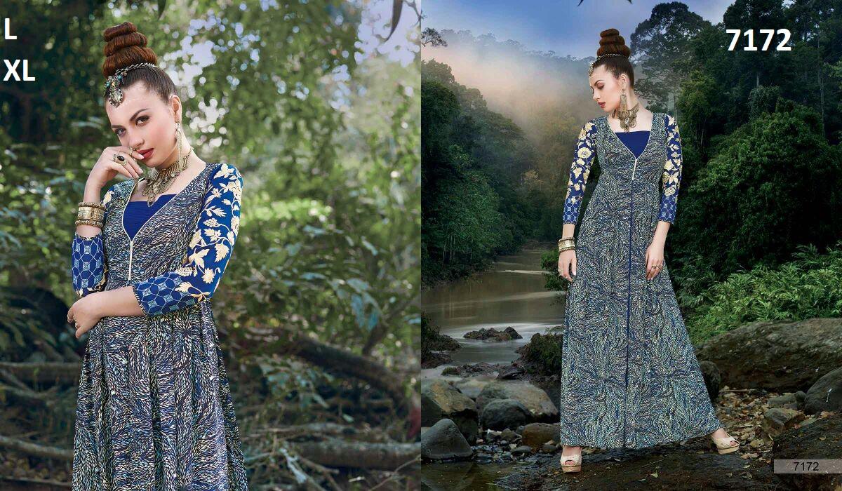 Bluss Vol-11 By Bansi Fashion 7171 To 7179 Series Stylish Colorful Fancy Beautiful Casual Wear & Ethnic Wear & Ready To Wear Silk Crepe/georgette Desinger Gowns At Wholesale Price