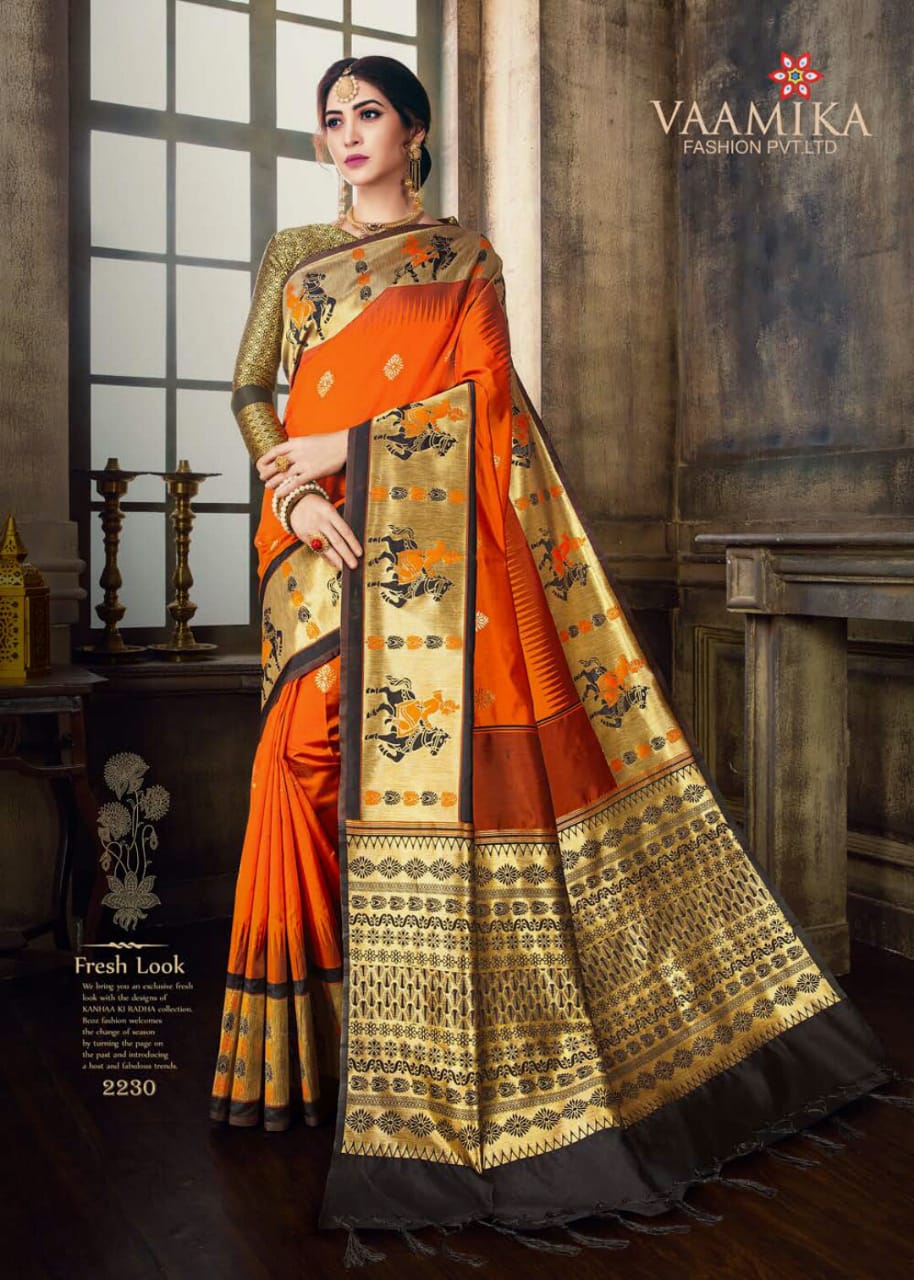 Bollywood Collection By Vaamika Fashion 2221 To 2230 Series Designer Beautiful Wedding Collection Colorful Fancy Party Wear & Occasional Wear Silk Sarees At Wholesale Price