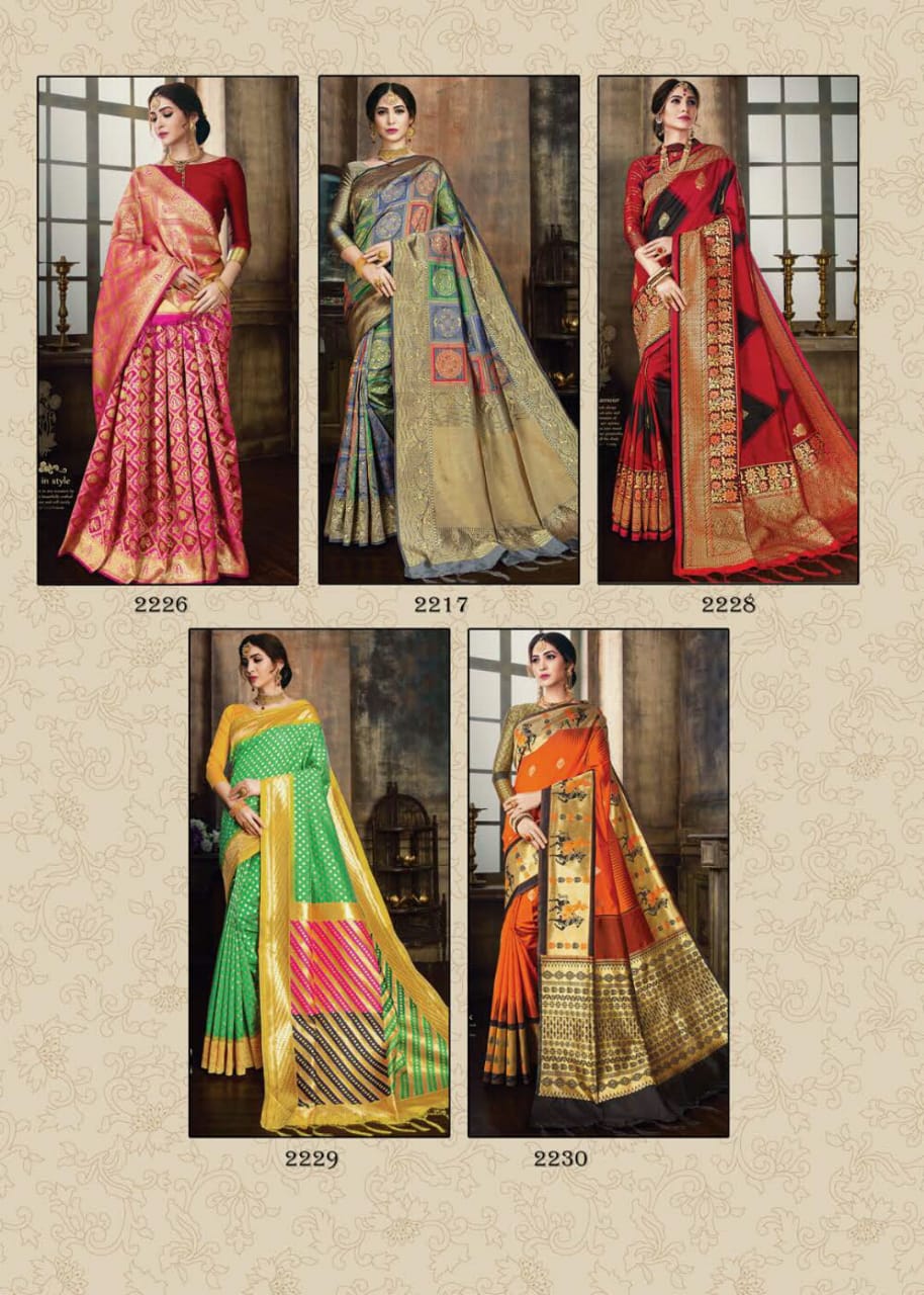 Bollywood Collection By Vaamika Fashion 2221 To 2230 Series Designer Beautiful Wedding Collection Colorful Fancy Party Wear & Occasional Wear Silk Sarees At Wholesale Price