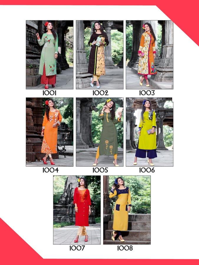 Bonita Beaty Vol-1 By Aliksha 1001 To 1008 Series Designer Beautiful Stylish Fancy Colorful Casual Wear & Ethnic Wear Heavy Rayon Embroidered Kurtis At Wholesale Price