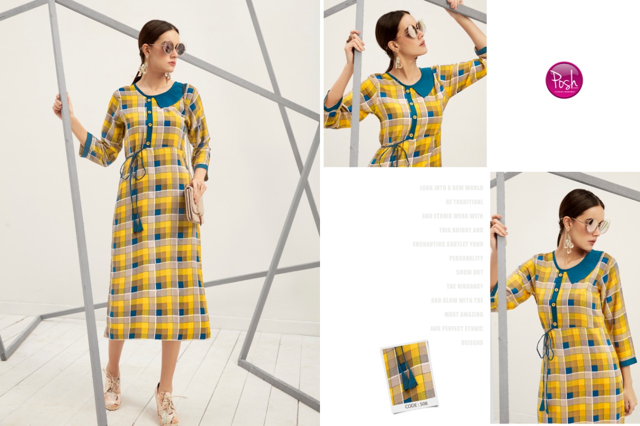 Breeza By Posh 501 To 508 Series Beautiful Colorful Stylish Fancy Casual Wear & Ethnic Wear & Ready To Wear Pure Rayon Printed Kurtis At Wholesale Price