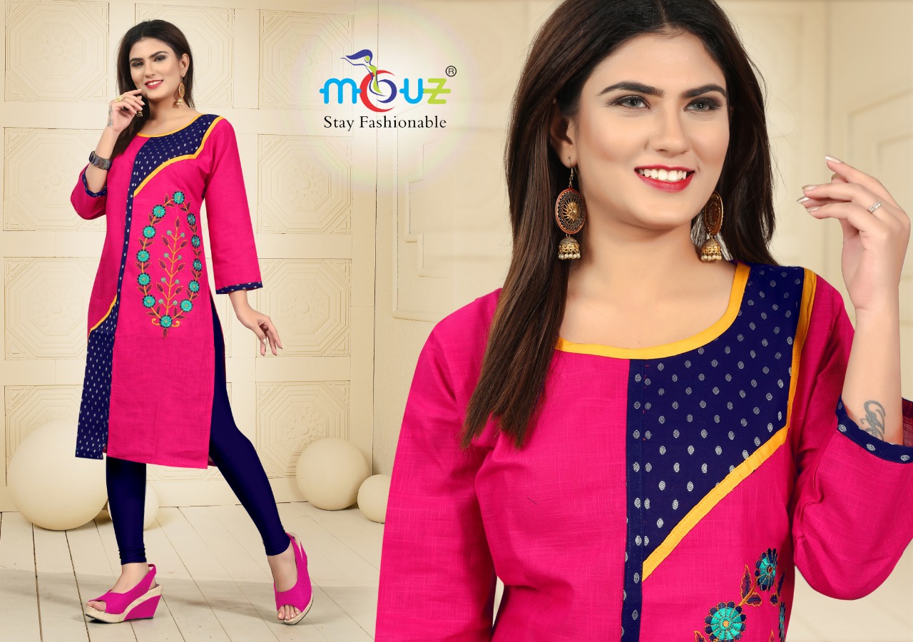 Bul Bul By Mouz 01 To 09 Series Beautiful Colorful Stylish Fancy Casual Wear & Ethnic Wear & Ready To Wear Cotton Slub Embroidered Kurtis With Dupatta At Wholesale Price