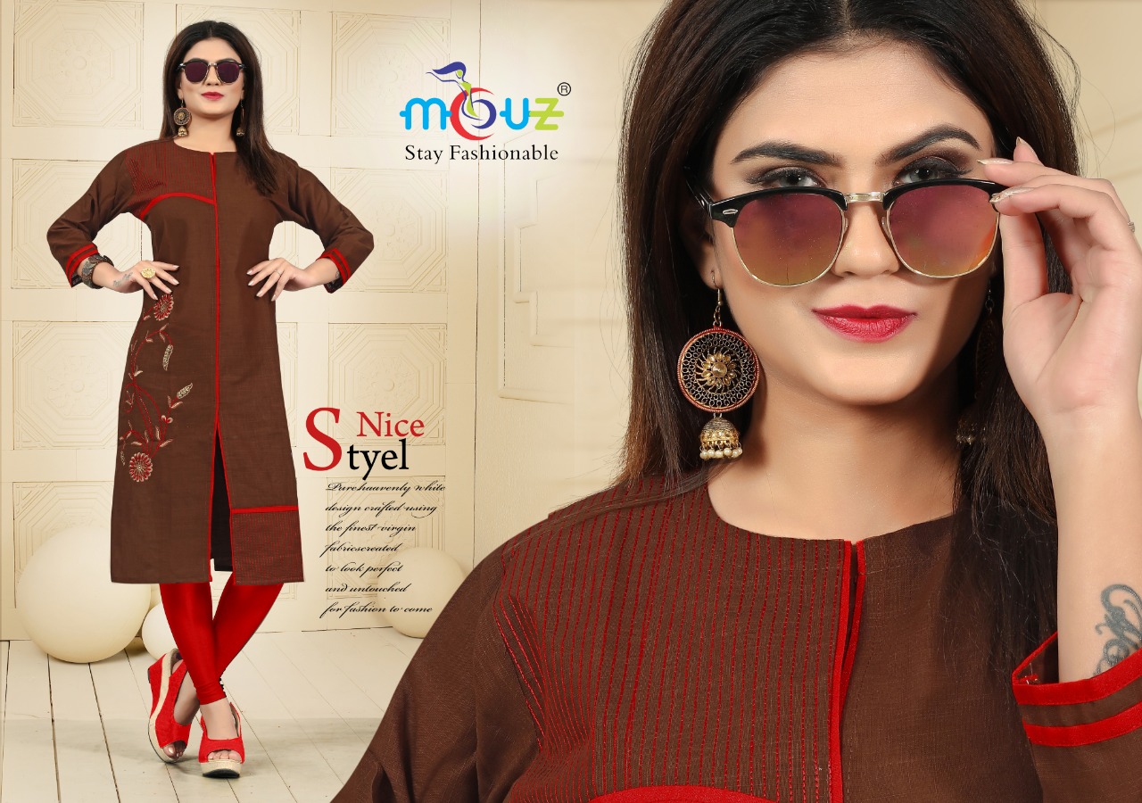 Bul Bul By Mouz 01 To 09 Series Beautiful Colorful Stylish Fancy Casual Wear & Ethnic Wear & Ready To Wear Cotton Slub Embroidered Kurtis With Dupatta At Wholesale Price