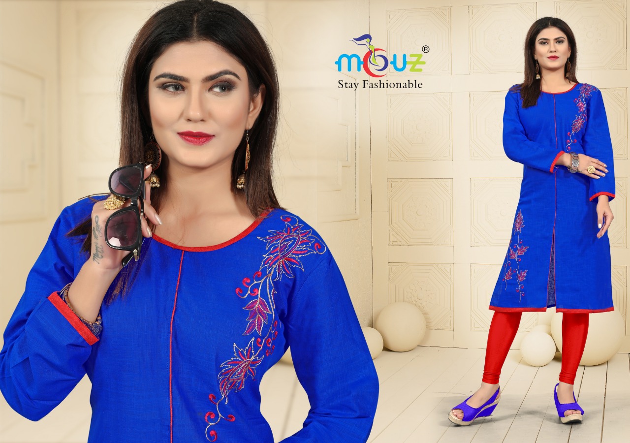 Bul Bul By Mouz 01 To 09 Series Beautiful Colorful Stylish Fancy Casual Wear & Ethnic Wear & Ready To Wear Cotton Slub Embroidered Kurtis With Dupatta At Wholesale Price
