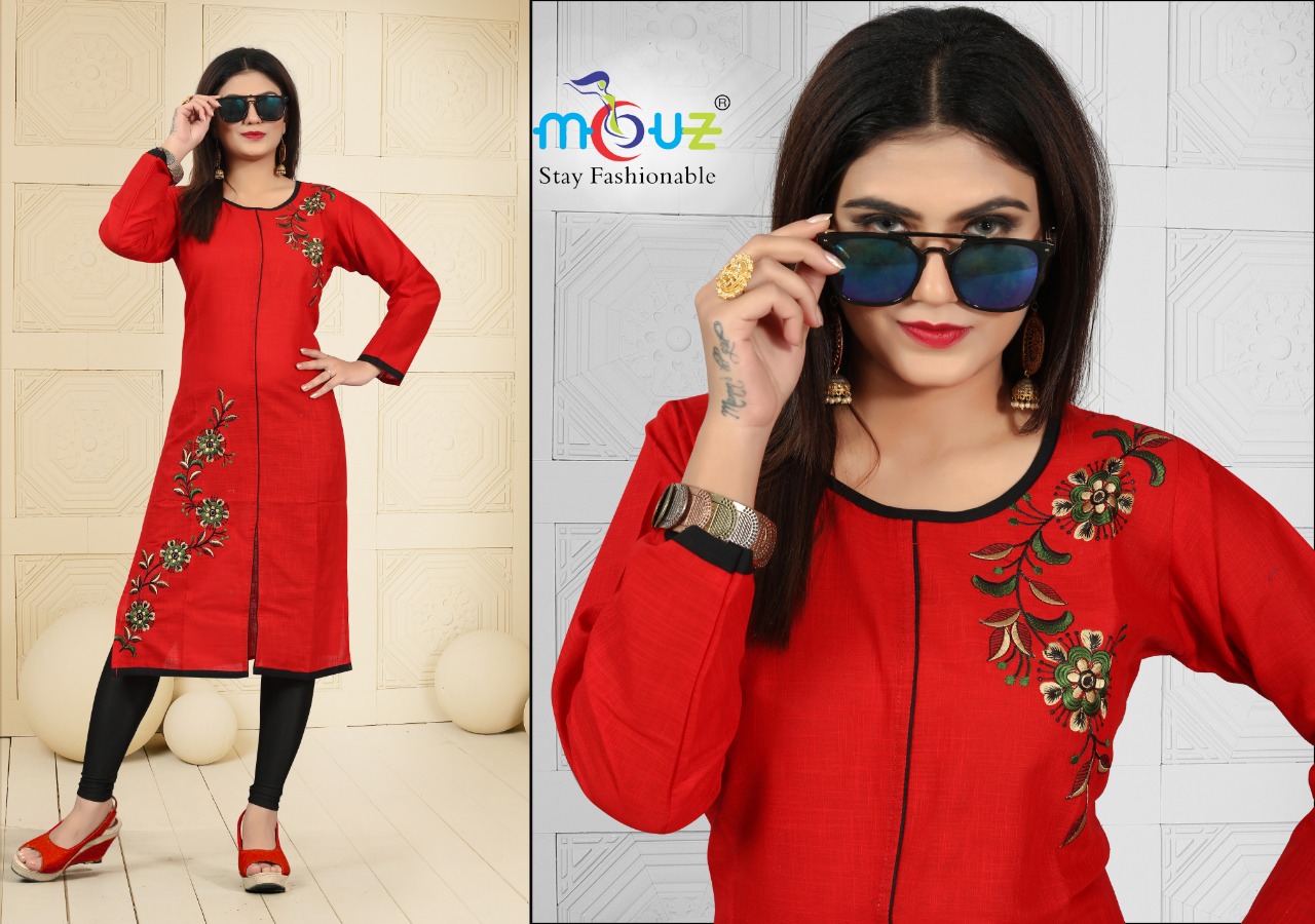 Bul Bul By Mouz 01 To 09 Series Beautiful Colorful Stylish Fancy Casual Wear & Ethnic Wear & Ready To Wear Cotton Slub Embroidered Kurtis With Dupatta At Wholesale Price
