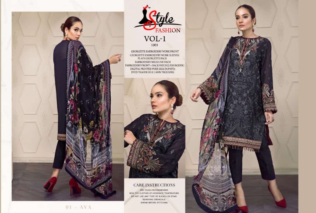 Bunto Kazmee Vol-1 By Style Fashion 1001 To 1005 Series Designer Pakistani Suits Beautiful Stylish Fancy Colorful Party Wear & Occasional Wear Georgette Embroidery Dresses At Wholesale Price