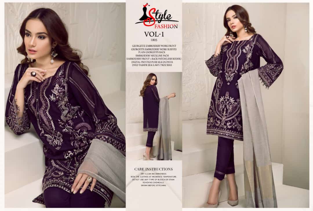 Bunto Kazmee Vol-1 By Style Fashion 1001 To 1005 Series Designer Pakistani Suits Beautiful Stylish Fancy Colorful Party Wear & Occasional Wear Georgette Embroidery Dresses At Wholesale Price