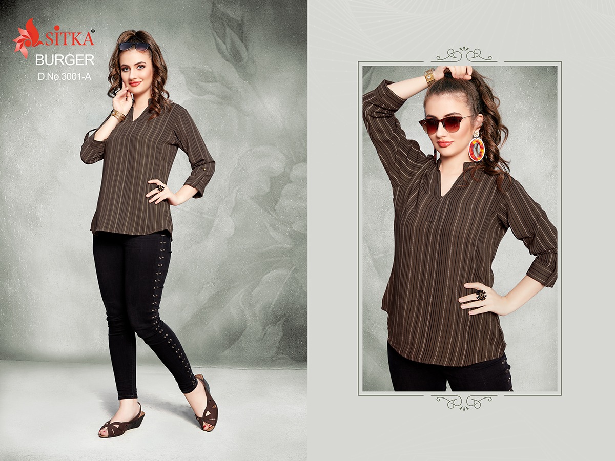 Burger 3001 By Sitka 3001-a To 3001-d Series Beautiful Stylish Fancy Colorful Casual Wear & Ethnic Wear & Ready To Wear Imported Kurtis At Wholesale Price