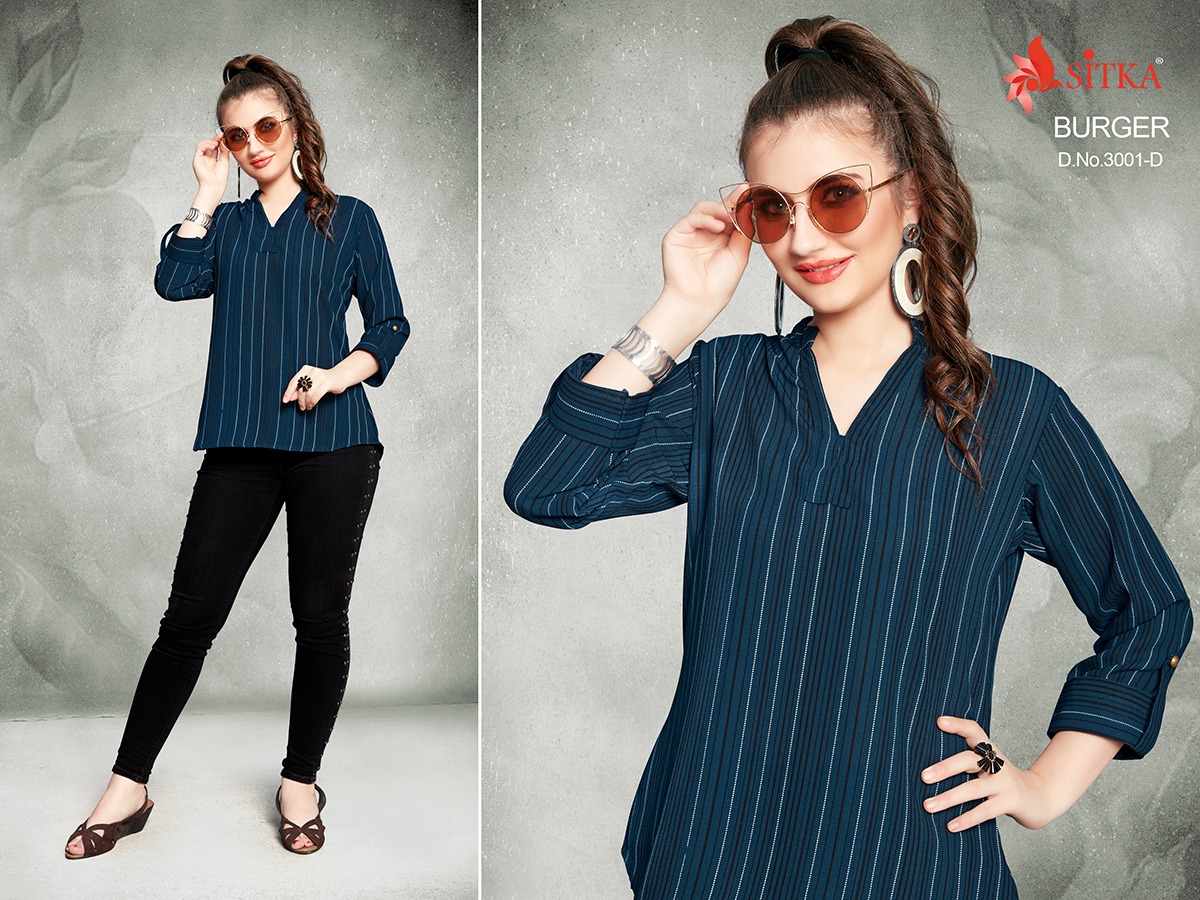 Burger 3001 By Sitka 3001-a To 3001-d Series Beautiful Stylish Fancy Colorful Casual Wear & Ethnic Wear & Ready To Wear Imported Kurtis At Wholesale Price