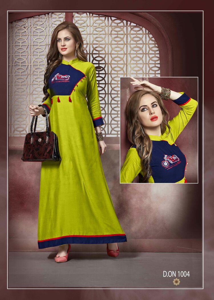 C4u By Ayush Fashion 1001 To 1008 Series Designer Beautiful Stylish Fancy Colorful Party Wear & Ethnic Wear Rayon Slub Embroidered Kurtis At Wholesale Price
