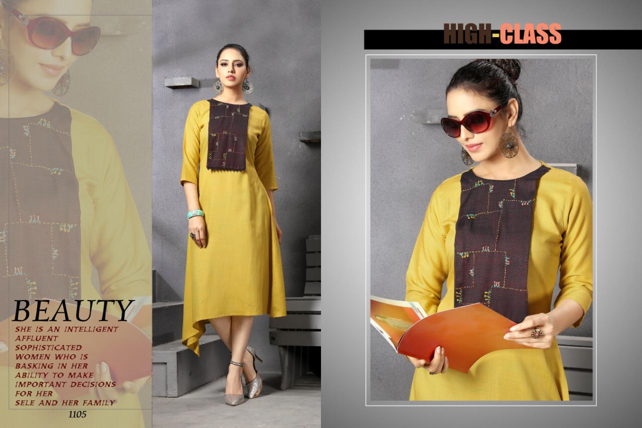 Calla Lily By Gallberry 1101 To 1107 Series Beautiful Colorful Stylish Fancy Casual Wear & Ethnic Wear & Ready To Wear Rayon Two Tone Kurtis At Wholesale Price