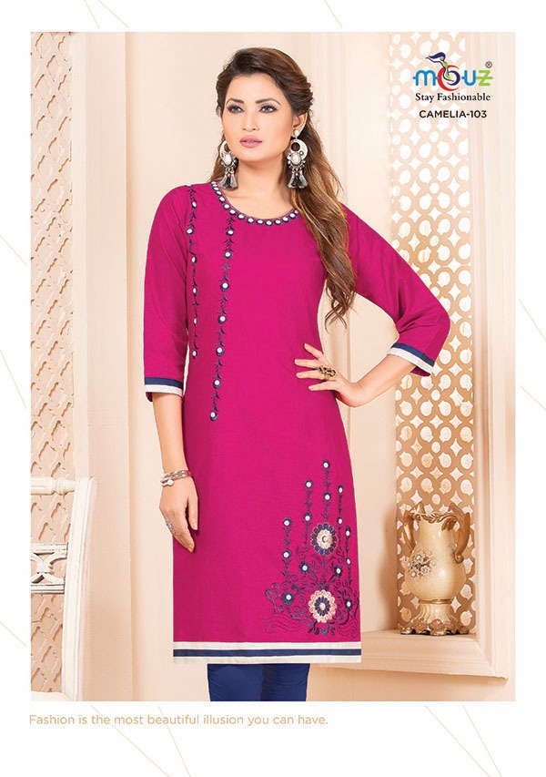 Camelia By Mouz  101 To 109  Series Stylish Fancy Beautiful Colorful Casual Wear & Ethnic Wear Heavy Cotton Flex Embroidery Kurtis At Wholesale Price