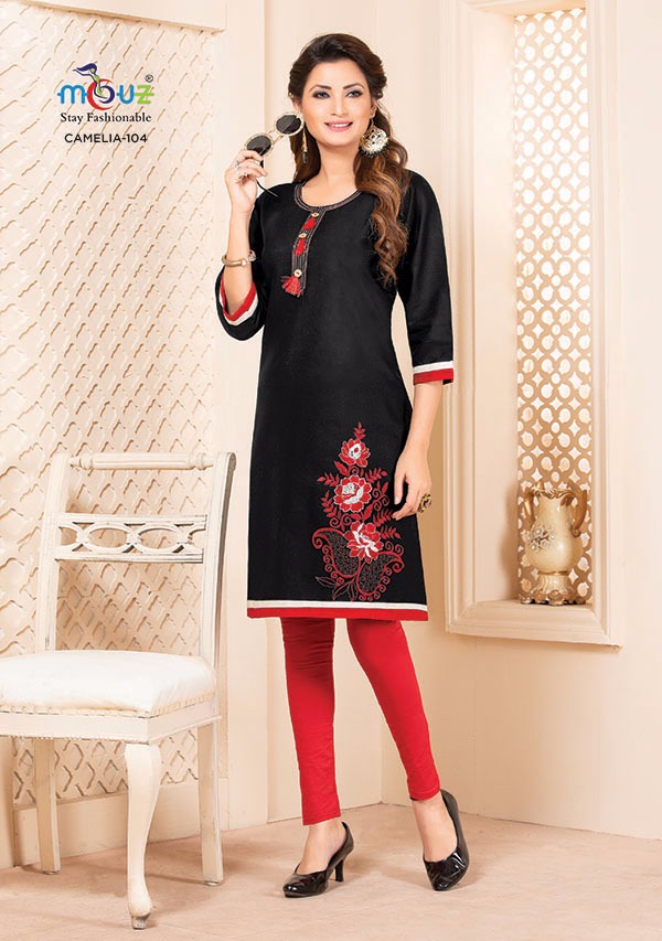 Camelia By Mouz  101 To 109  Series Stylish Fancy Beautiful Colorful Casual Wear & Ethnic Wear Heavy Cotton Flex Embroidery Kurtis At Wholesale Price