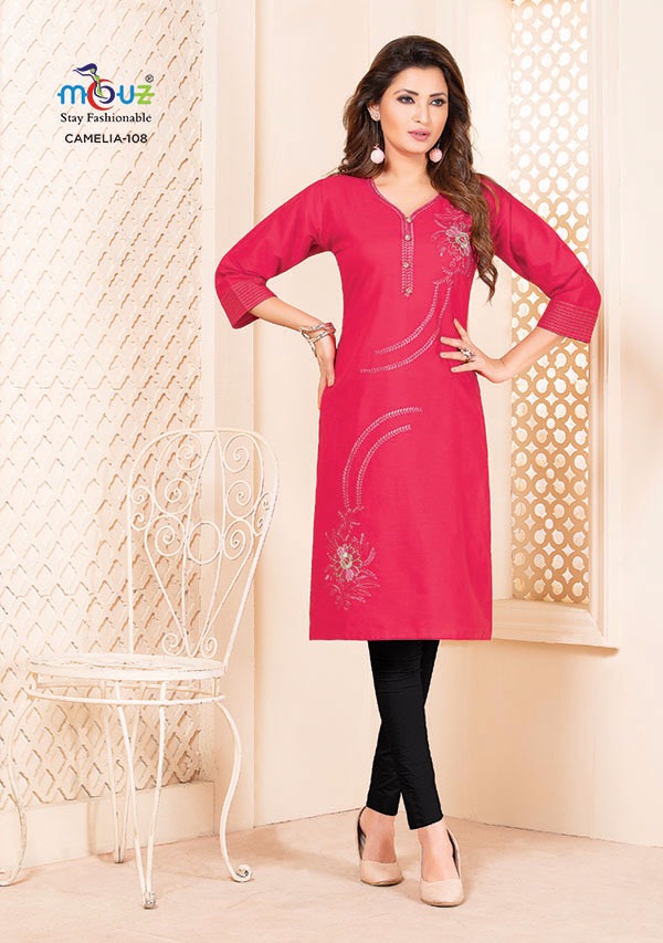 Camelia By Mouz  101 To 109  Series Stylish Fancy Beautiful Colorful Casual Wear & Ethnic Wear Heavy Cotton Flex Embroidery Kurtis At Wholesale Price
