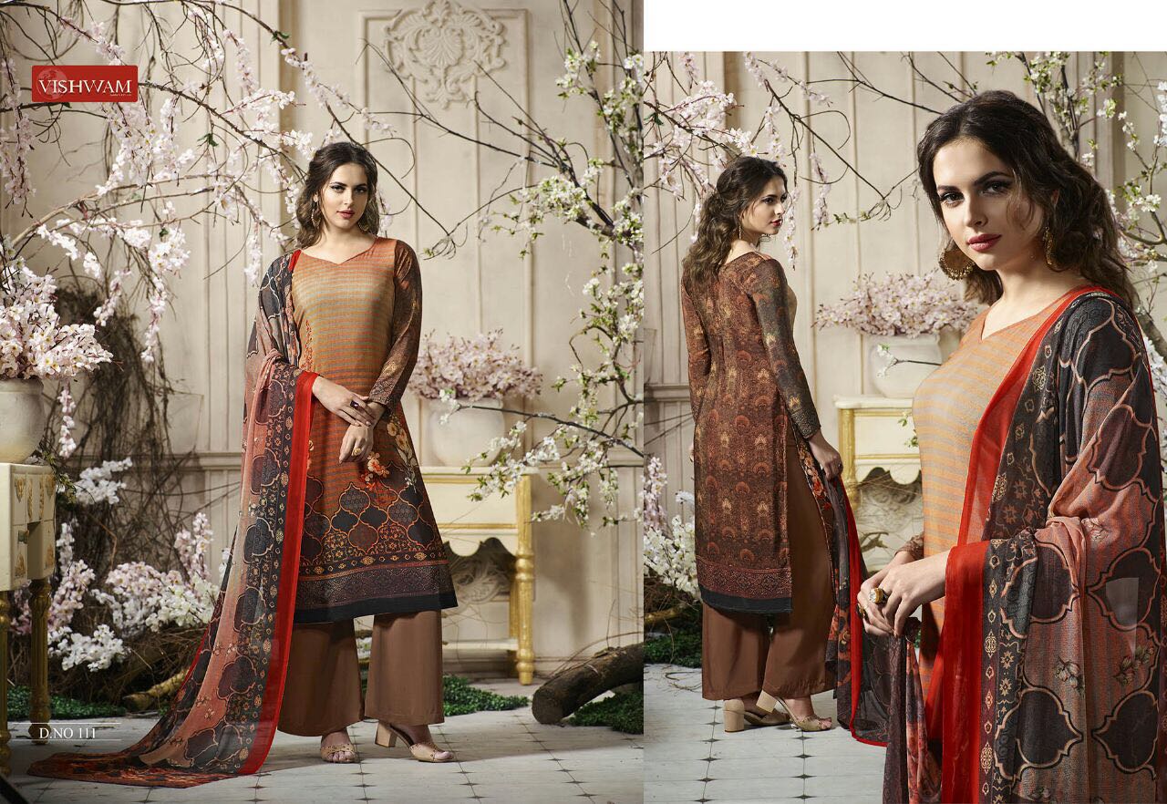 Cappuccino Vol-1 By Vishwam Fabrics 101 To 112 Series Beautiful Stylish Fancy Colorful Casual & Party Wear & Ethnic Wear Collection Crepe Printed Dresses At Wholesale Price
