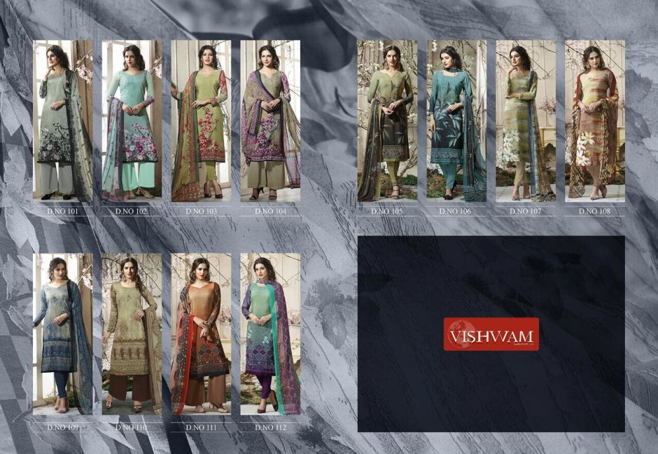 Cappuccino Vol-1 By Vishwam Fabrics 101 To 112 Series Beautiful Stylish Fancy Colorful Casual & Party Wear & Ethnic Wear Collection Crepe Printed Dresses At Wholesale Price