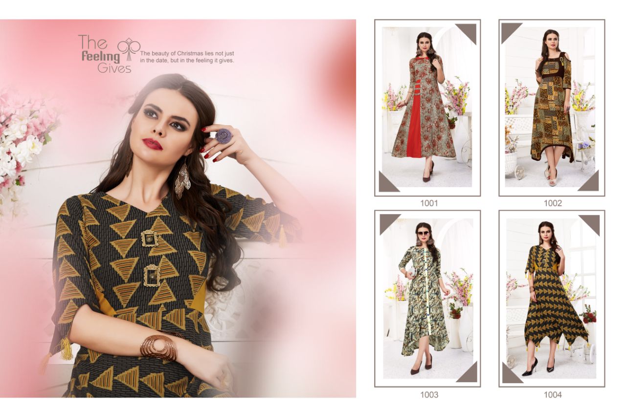 Careless Vol-1 By Arsay 1001 To 1004 Series Beautiful Stylish Fancy Colorful Casual Wear & Ethnic Wear Cotton  Rayon Digital Printed Kurtis At Wholesale Price
