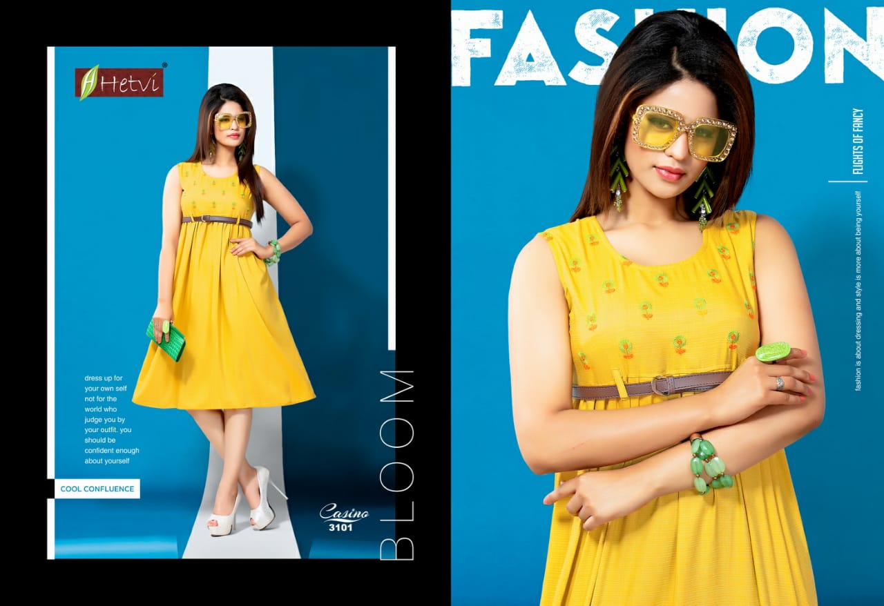 Casino By Hetvi 3101 To 3108 Series Stylish Fancy Beautiful Colorful Casual Wear & Ethnic Wear Rayon  Printed Kurtis At Wholesale Price