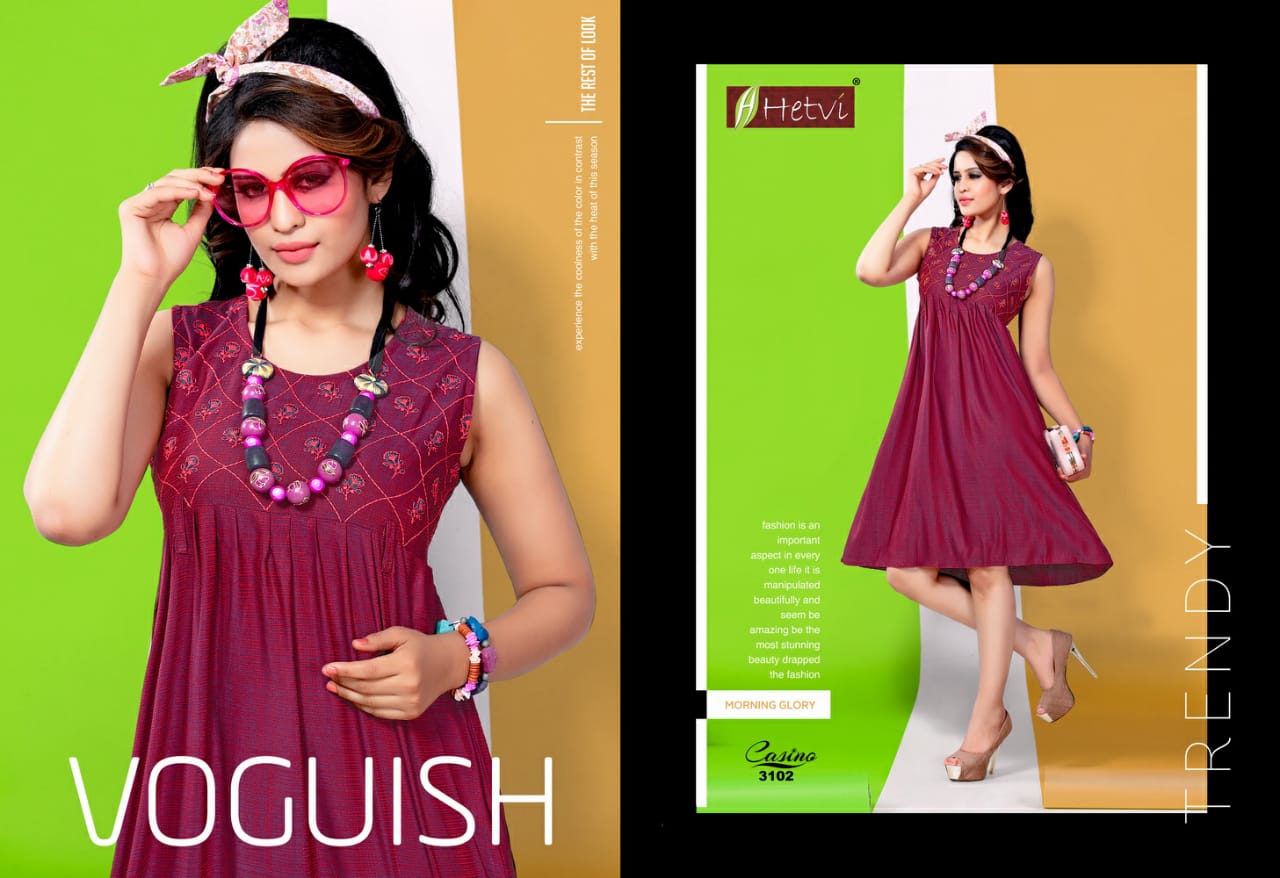 Casino By Hetvi 3101 To 3108 Series Stylish Fancy Beautiful Colorful Casual Wear & Ethnic Wear Rayon  Printed Kurtis At Wholesale Price