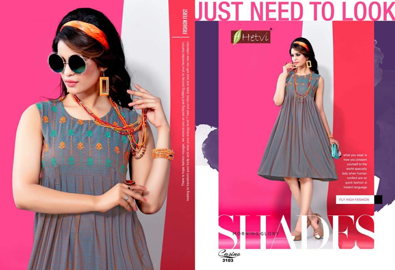 Casino By Hetvi 3101 To 3108 Series Stylish Fancy Beautiful Colorful Casual Wear & Ethnic Wear Rayon  Printed Kurtis At Wholesale Price