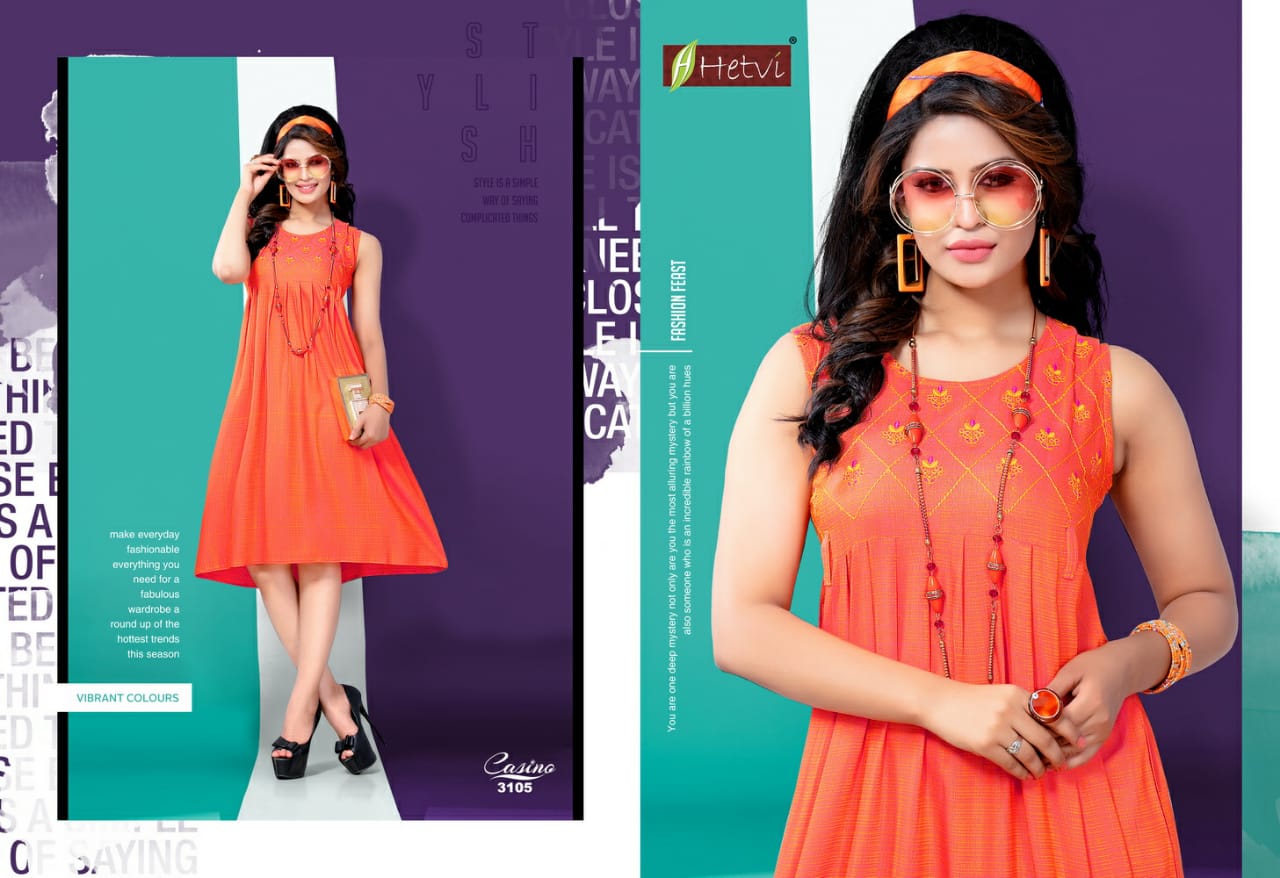 Casino By Hetvi 3101 To 3108 Series Stylish Fancy Beautiful Colorful Casual Wear & Ethnic Wear Rayon  Printed Kurtis At Wholesale Price