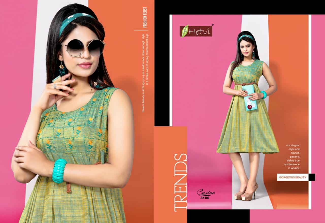 Casino By Hetvi 3101 To 3108 Series Stylish Fancy Beautiful Colorful Casual Wear & Ethnic Wear Rayon  Printed Kurtis At Wholesale Price