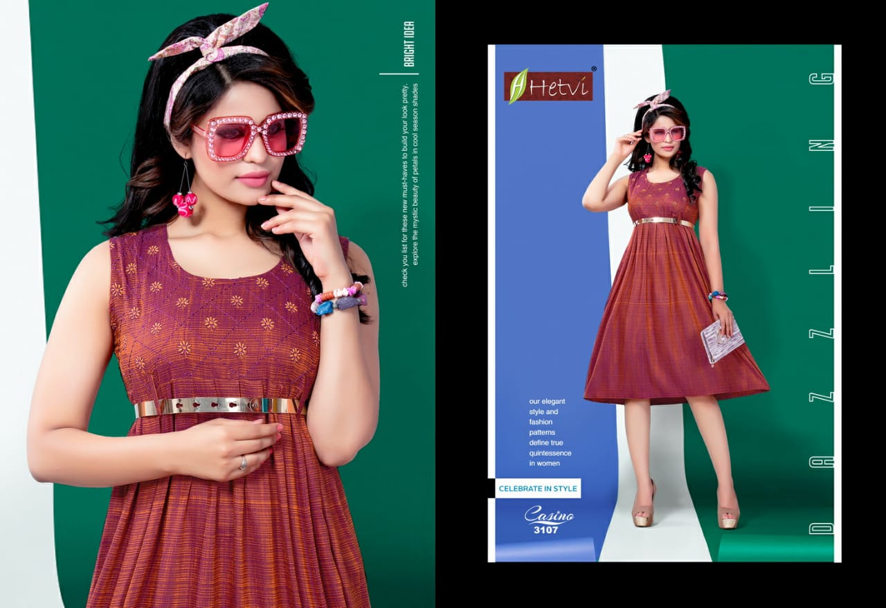 Casino By Hetvi 3101 To 3108 Series Stylish Fancy Beautiful Colorful Casual Wear & Ethnic Wear Rayon  Printed Kurtis At Wholesale Price