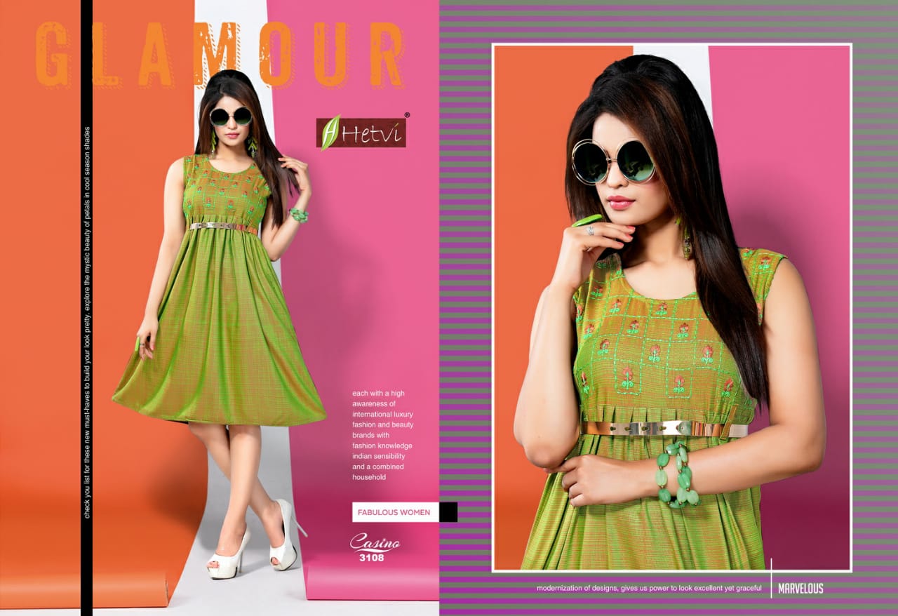 Casino By Hetvi 3101 To 3108 Series Stylish Fancy Beautiful Colorful Casual Wear & Ethnic Wear Rayon  Printed Kurtis At Wholesale Price