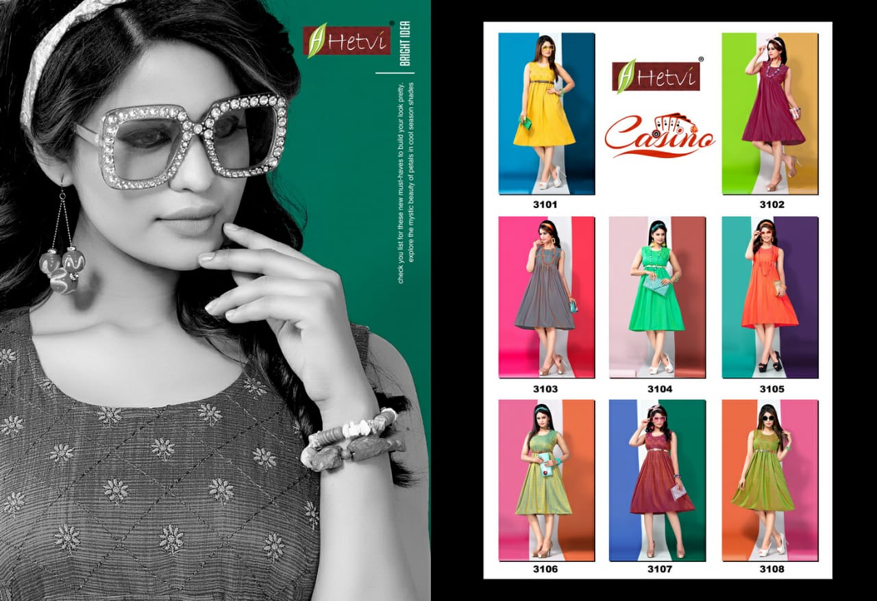 Casino By Hetvi 3101 To 3108 Series Stylish Fancy Beautiful Colorful Casual Wear & Ethnic Wear Rayon  Printed Kurtis At Wholesale Price