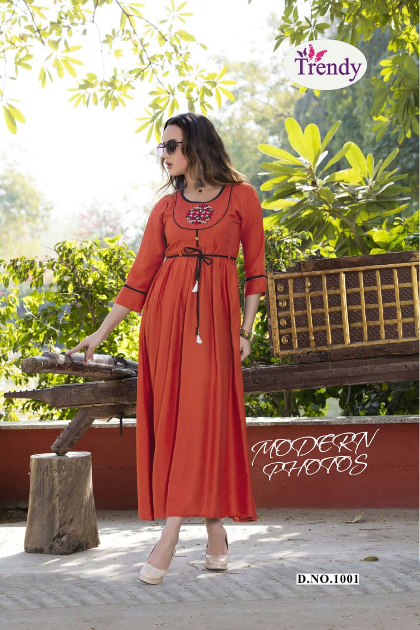 Casino By Trendy 1001 To 1010 Series Beautiful Colorful Stylish Fancy Casual Wear & Ethnic Wear & Ready To Wear Rayon Embroidered Kurtis At Wholesale Price