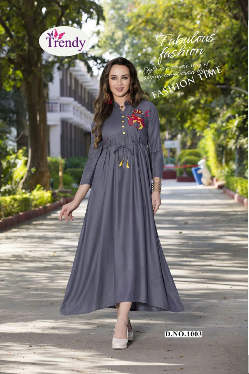 Casino By Trendy 1001 To 1010 Series Beautiful Colorful Stylish Fancy Casual Wear & Ethnic Wear & Ready To Wear Rayon Embroidered Kurtis At Wholesale Price
