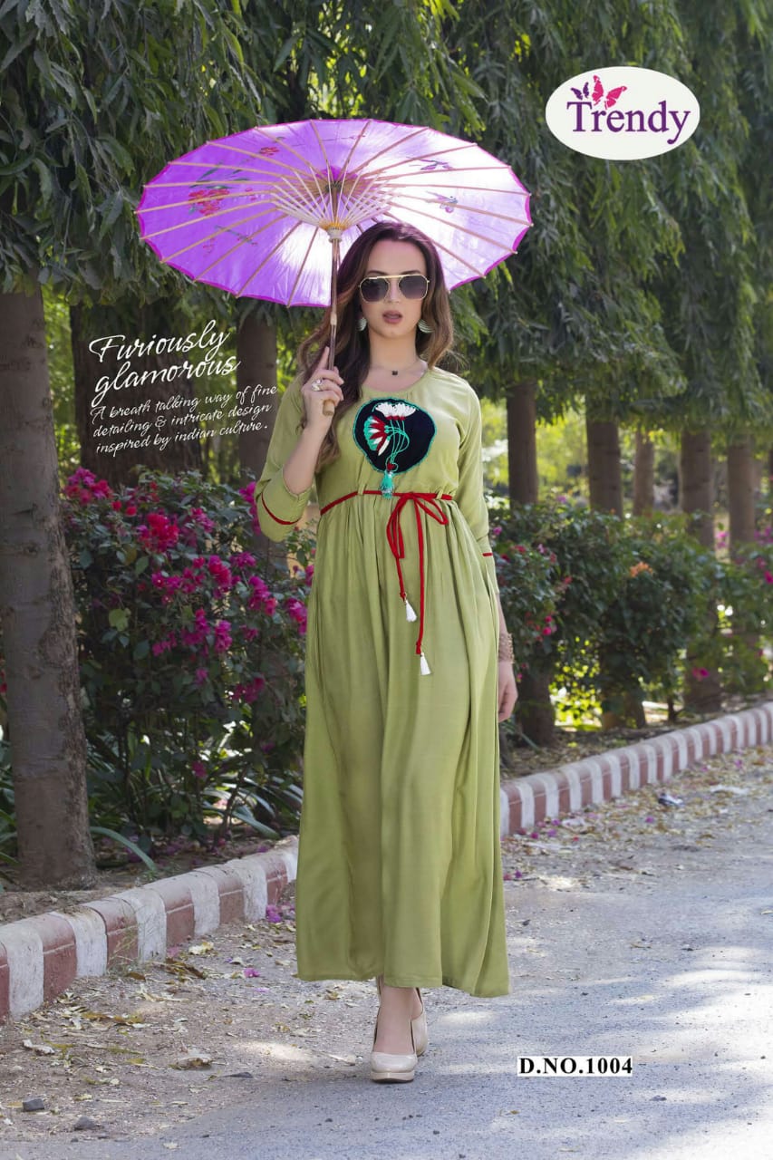 Casino By Trendy 1001 To 1010 Series Beautiful Colorful Stylish Fancy Casual Wear & Ethnic Wear & Ready To Wear Rayon Embroidered Kurtis At Wholesale Price