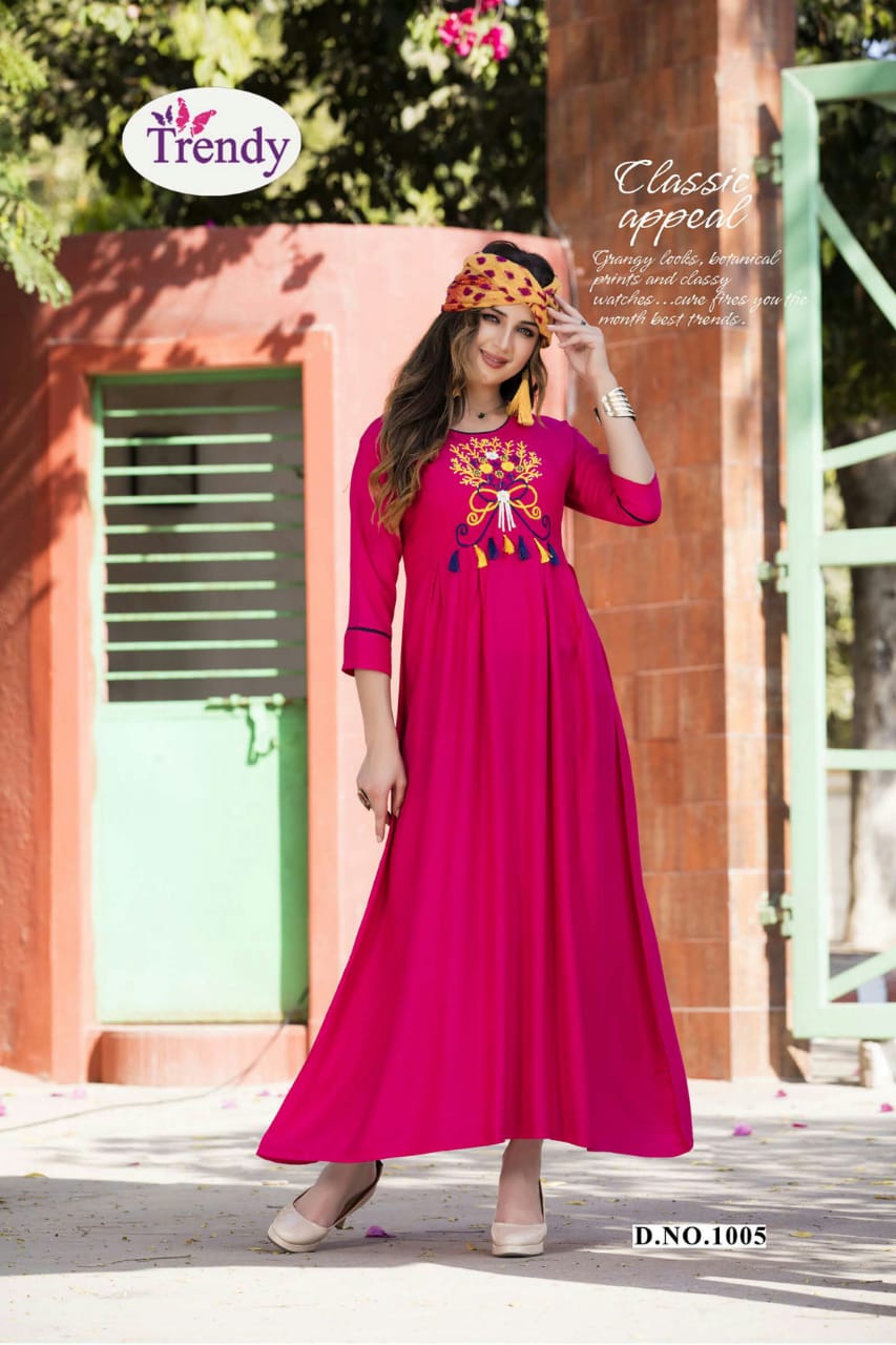 Casino By Trendy 1001 To 1010 Series Beautiful Colorful Stylish Fancy Casual Wear & Ethnic Wear & Ready To Wear Rayon Embroidered Kurtis At Wholesale Price
