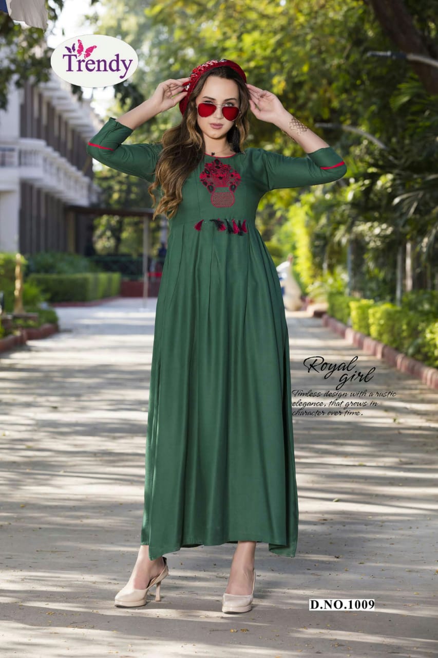 Casino By Trendy 1001 To 1010 Series Beautiful Colorful Stylish Fancy Casual Wear & Ethnic Wear & Ready To Wear Rayon Embroidered Kurtis At Wholesale Price