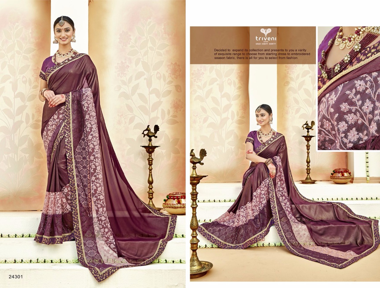 Chanchala By Triveni 24301 To 24308 Series Indian Traditional Wear Collection Beautiful Stylish Fancy Colorful Party Wear & Occasional Wear Lycra Embroidered Sarees At Wholesale Price