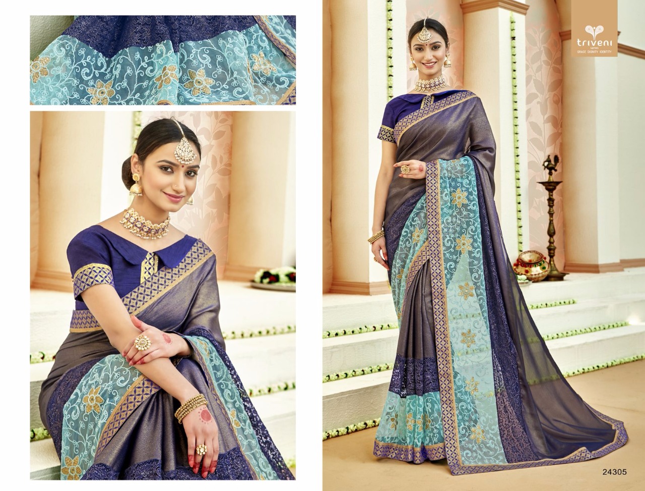 Chanchala By Triveni 24301 To 24308 Series Indian Traditional Wear Collection Beautiful Stylish Fancy Colorful Party Wear & Occasional Wear Lycra Embroidered Sarees At Wholesale Price