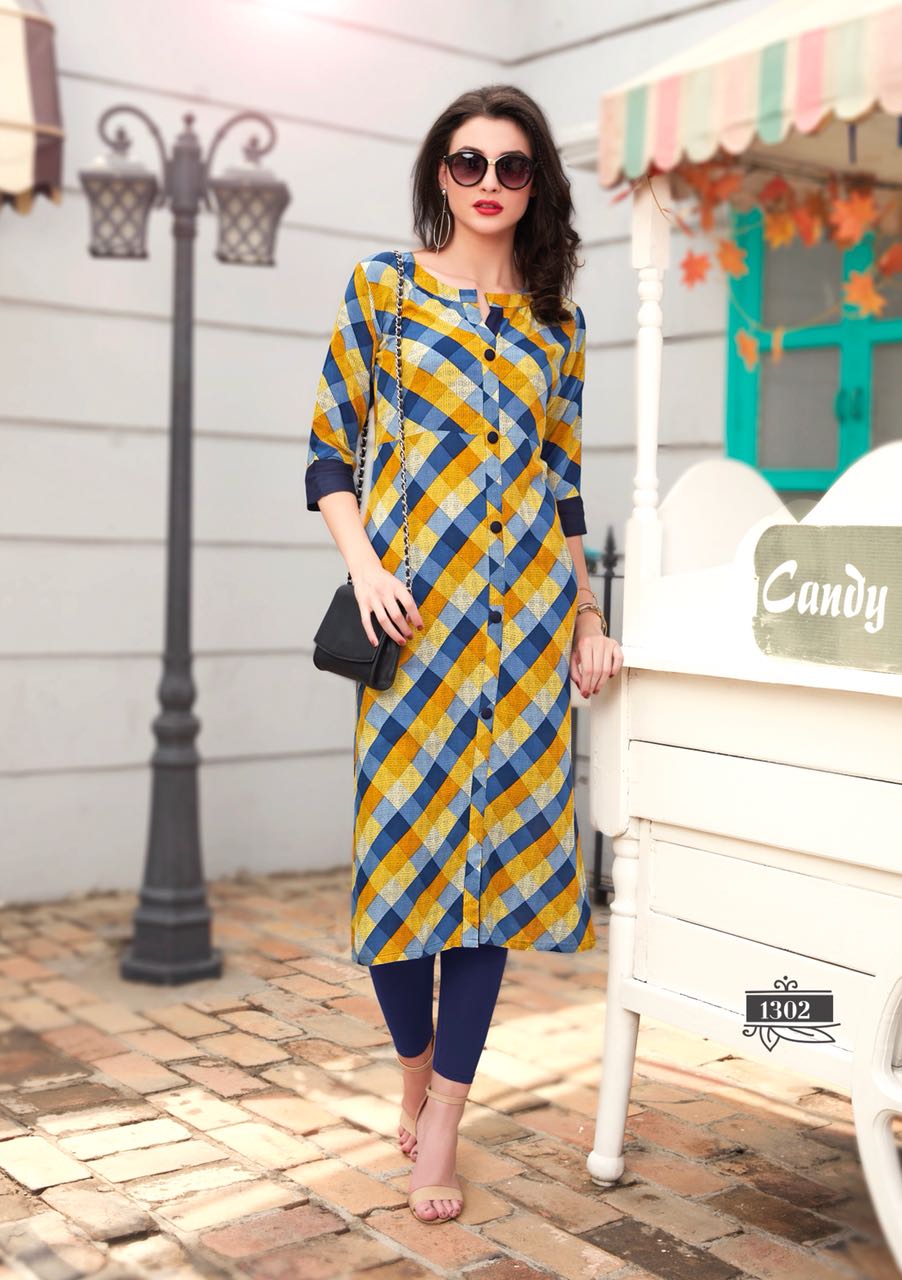 Checks By Amaaya Garments 1301 To 1309 Series Beautiful Stylish Fancy Colorful Casual Wear & Ethnic Wear & Ready To Wear Rayon Kurtis At Wholesale Price