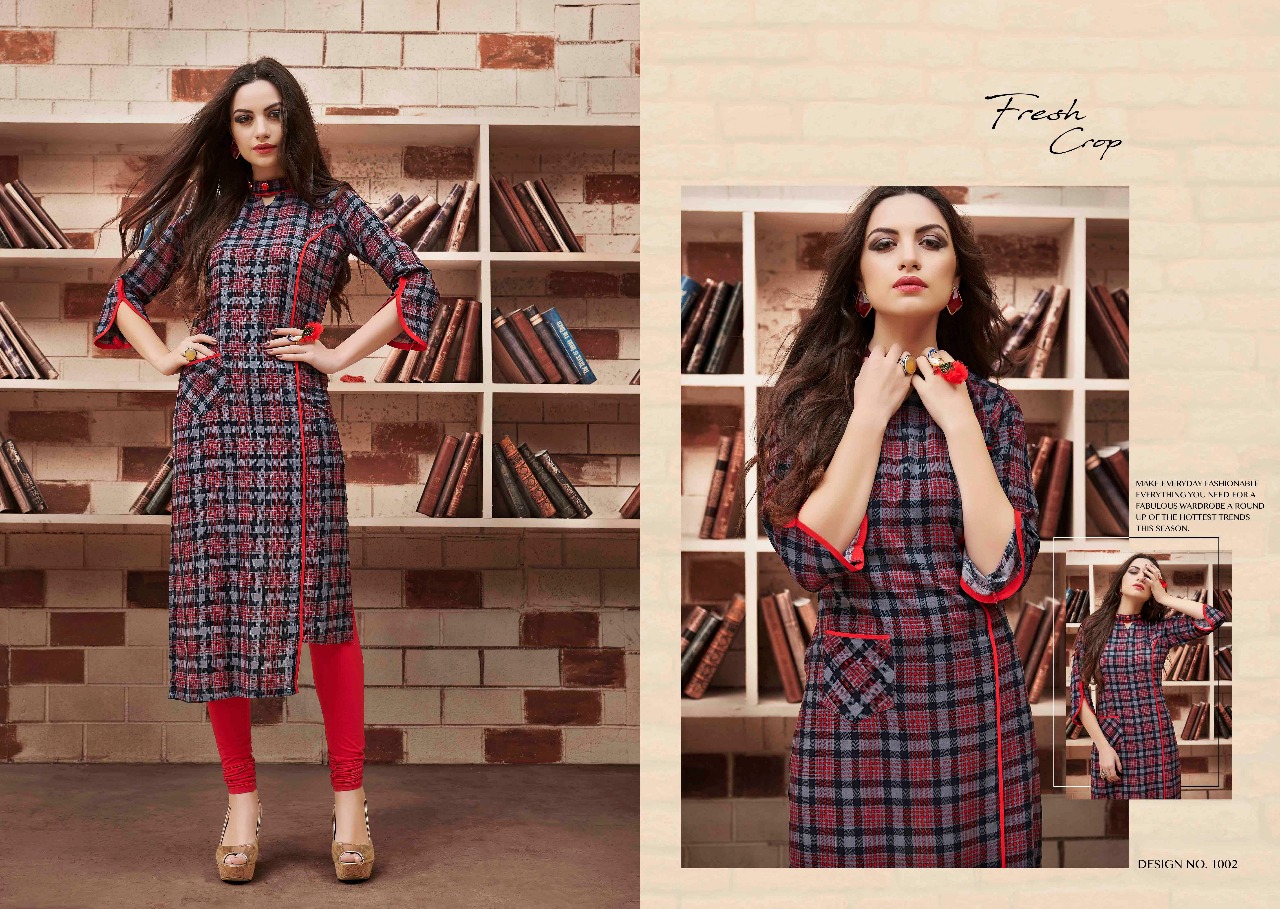 Checks By Kaamiri 1001 To 1010 Series Stylish Colorful Fancy Beautiful Party Wear & Ethnic Wear Collection Rayon Printed Kurtis At Wholesale Price