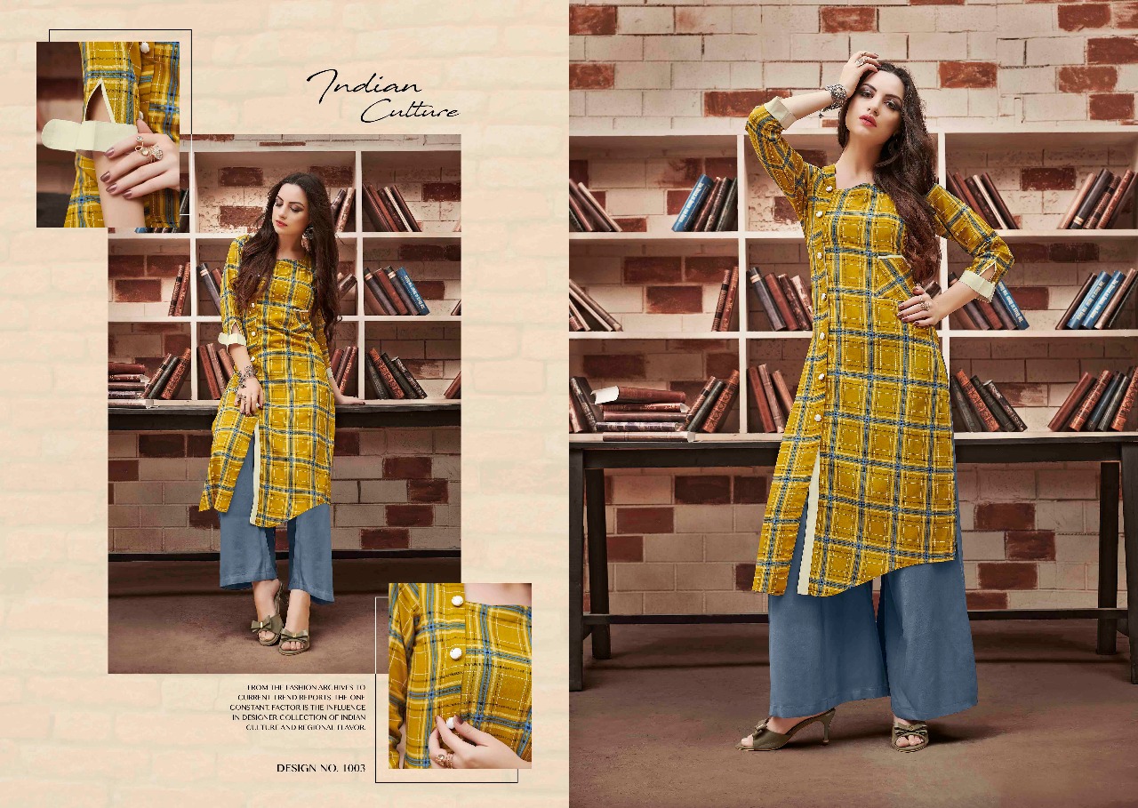 Checks By Kaamiri 1001 To 1010 Series Stylish Colorful Fancy Beautiful Party Wear & Ethnic Wear Collection Rayon Printed Kurtis At Wholesale Price