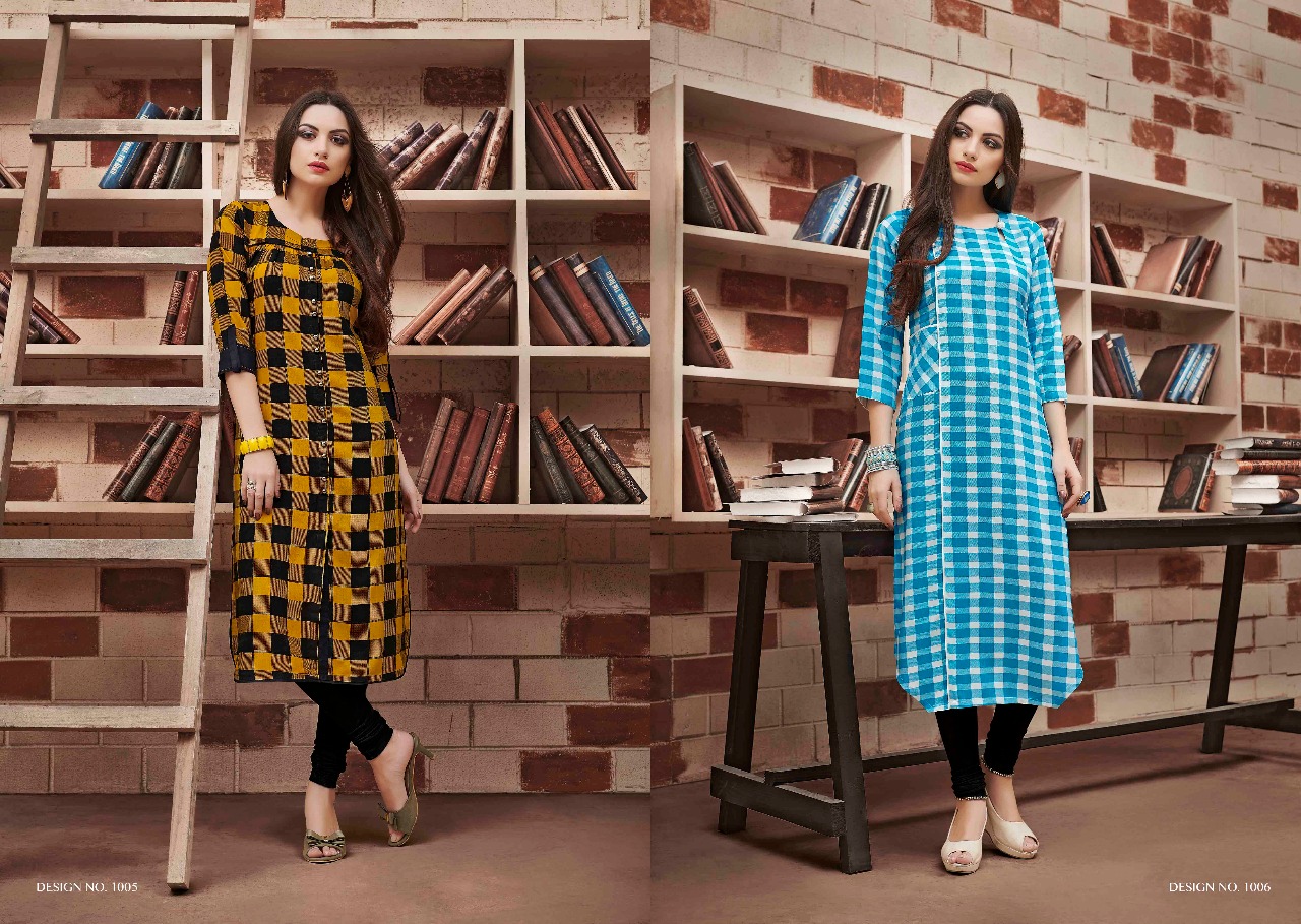 Checks By Kaamiri 1001 To 1010 Series Stylish Colorful Fancy Beautiful Party Wear & Ethnic Wear Collection Rayon Printed Kurtis At Wholesale Price