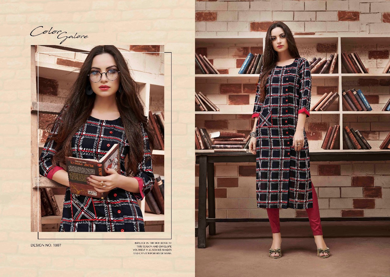 Checks By Kaamiri 1001 To 1010 Series Stylish Colorful Fancy Beautiful Party Wear & Ethnic Wear Collection Rayon Printed Kurtis At Wholesale Price