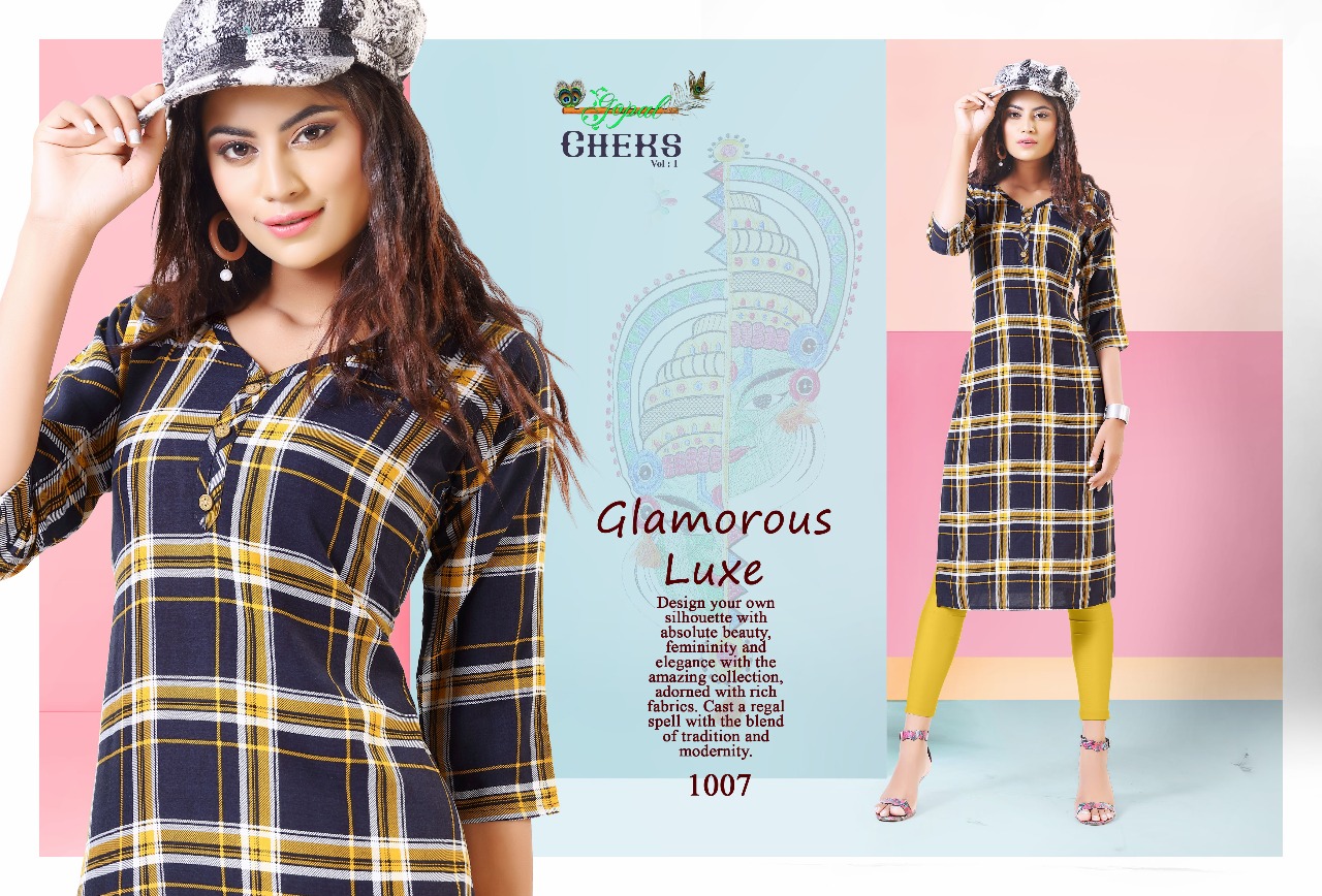 Cheks Vol-1 By Gopal 1001 To 1008 Series Beautiful Stylish Fancy Colorful Casual Wear & Ready To Wear & Ethnic Wear Rayon Printed Kurtis At Wholesale Price