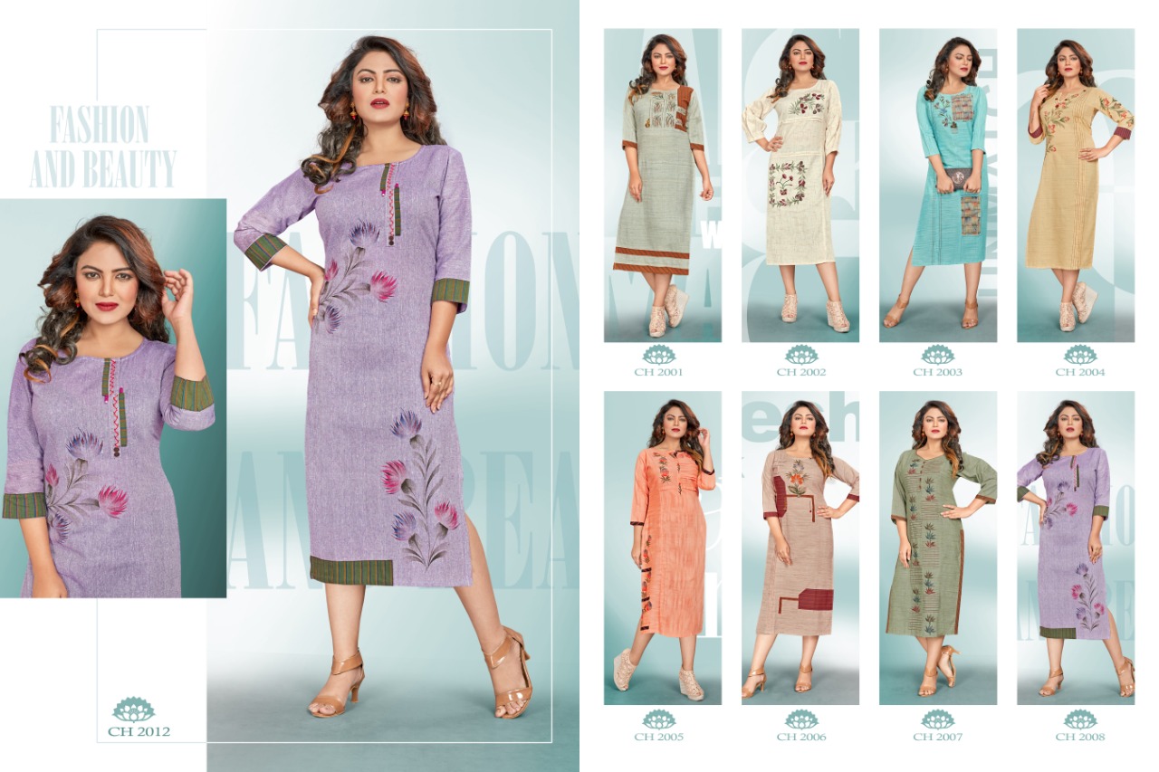 Chitra By Diva Designs 2001 To 2008 Series Beautiful Stylish Colorful Fancy Party Wear & Ethnic Wear & Ready To Wear South Cotton Khadi Kurtis At Wholesale Price