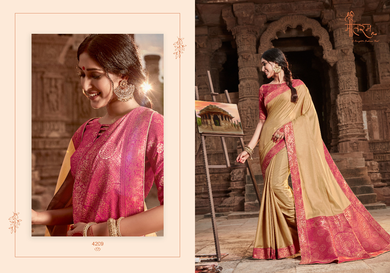 Chitrakala By Shree Mataram 4201 To 4209 Series Indian Traditional Wear Collection Beautiful Stylish Fancy Colorful Party Wear & Occasional Wear Satin Work Sarees At Wholesale Price