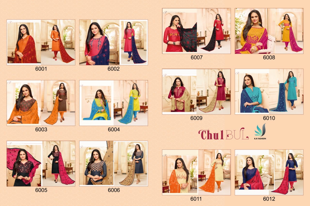 Chulbul By Rr Fashion 6001 To 6012 Series Indian Traditional Wear Collection Beautiful Stylish Fancy Colorful Party Wear & Occasional Wear Cotton Dress At Wholesale Price