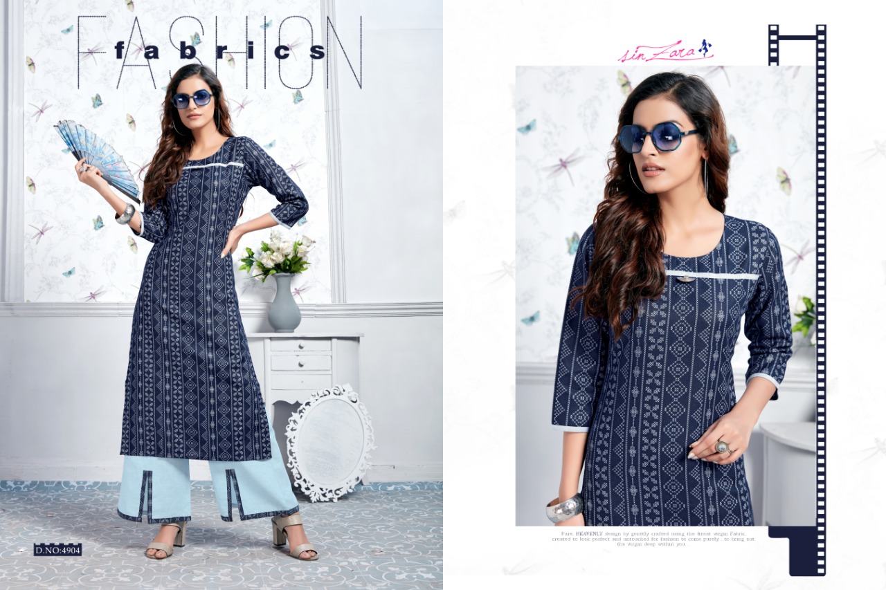 Claire By Sin Zara 4901 To 4908 Series Beautiful Colorful Stylish Fancy Casual Wear & Ethnic Wear & Ready To Wear Pure Cotton Linen Printed Kurtis With Bottom At Wholesale Price