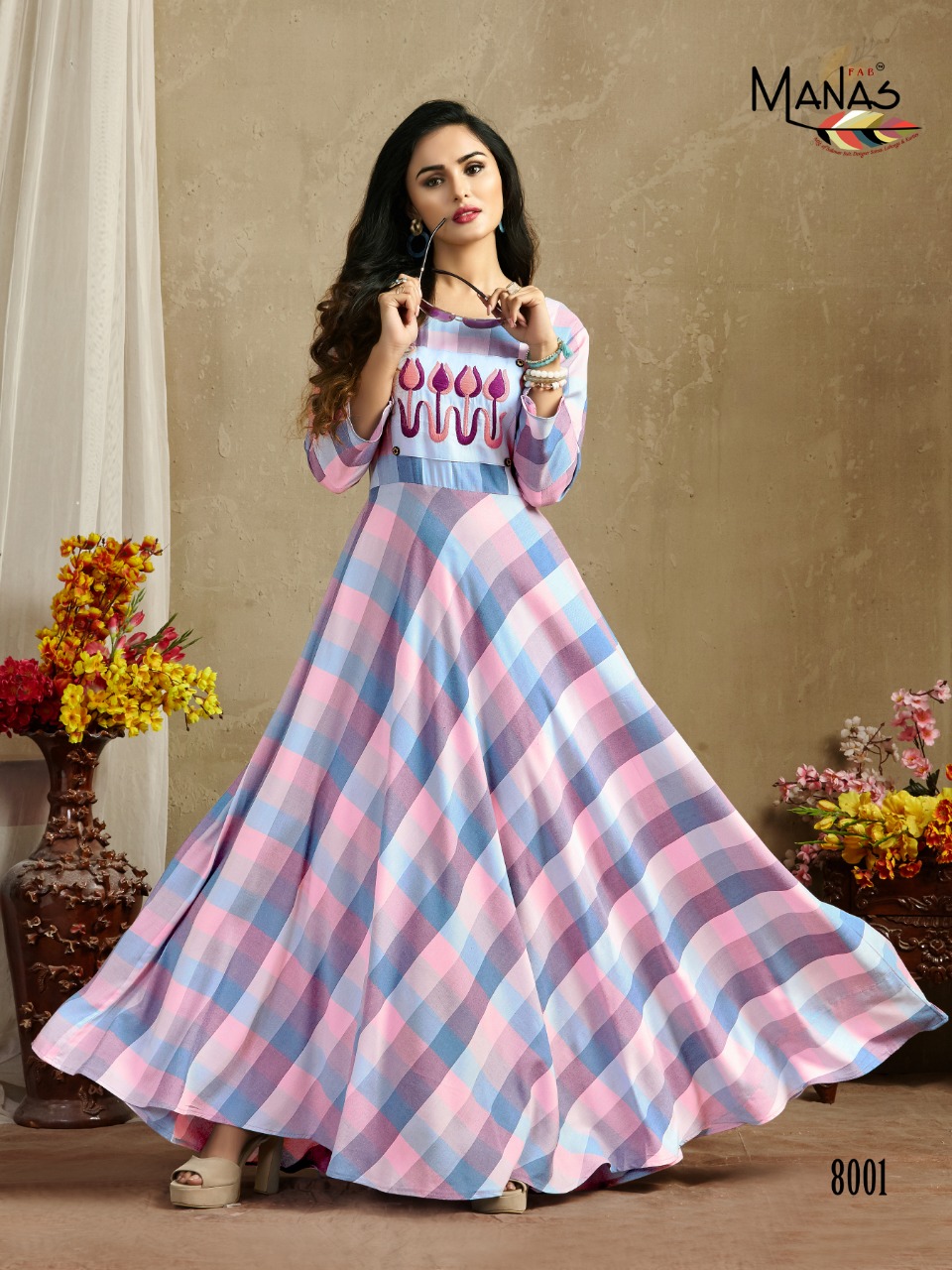 Classic By Manas Fab 8001 To 8008 Series Beautiful Colorful Stylish Fancy Casual Wear & Ethnic Wear & Ready To Wear Heavy Rayon Dyed Printed Gown At Wholesale Price