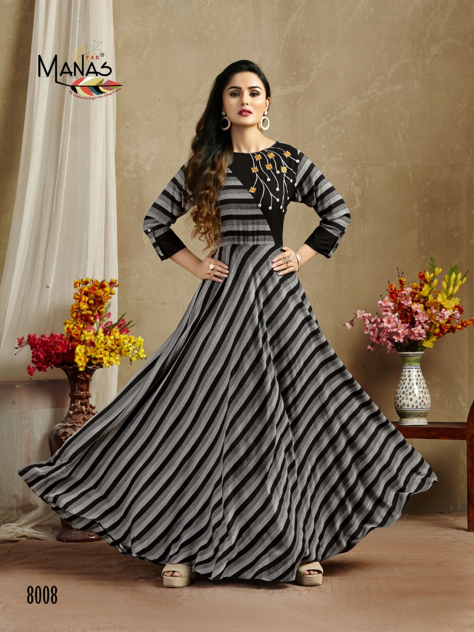 Classic By Manas Fab 8001 To 8008 Series Beautiful Colorful Stylish Fancy Casual Wear & Ethnic Wear & Ready To Wear Heavy Rayon Dyed Printed Gown At Wholesale Price