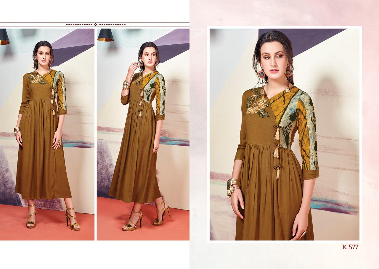 Cloud Vol-10 By Eternal Fashion 572 To 579 Series Beautiful Stylish Fancy Colorful Casual Wear & Ethnic Wear & Ready To Wear Heavy Rayon Print With Embroidery Kurtis At Wholesale Price